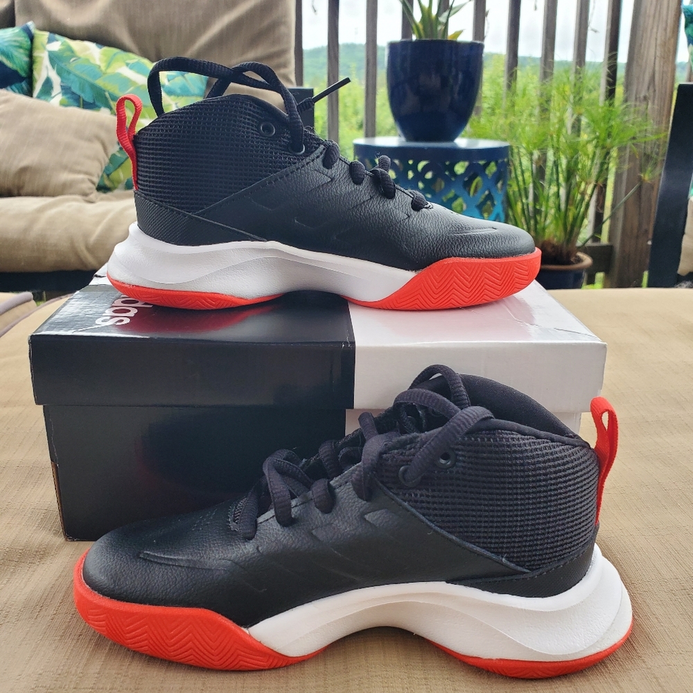 Kids Adidas OwntheGame Basketball Red, Black and White Sneakers Never Worn